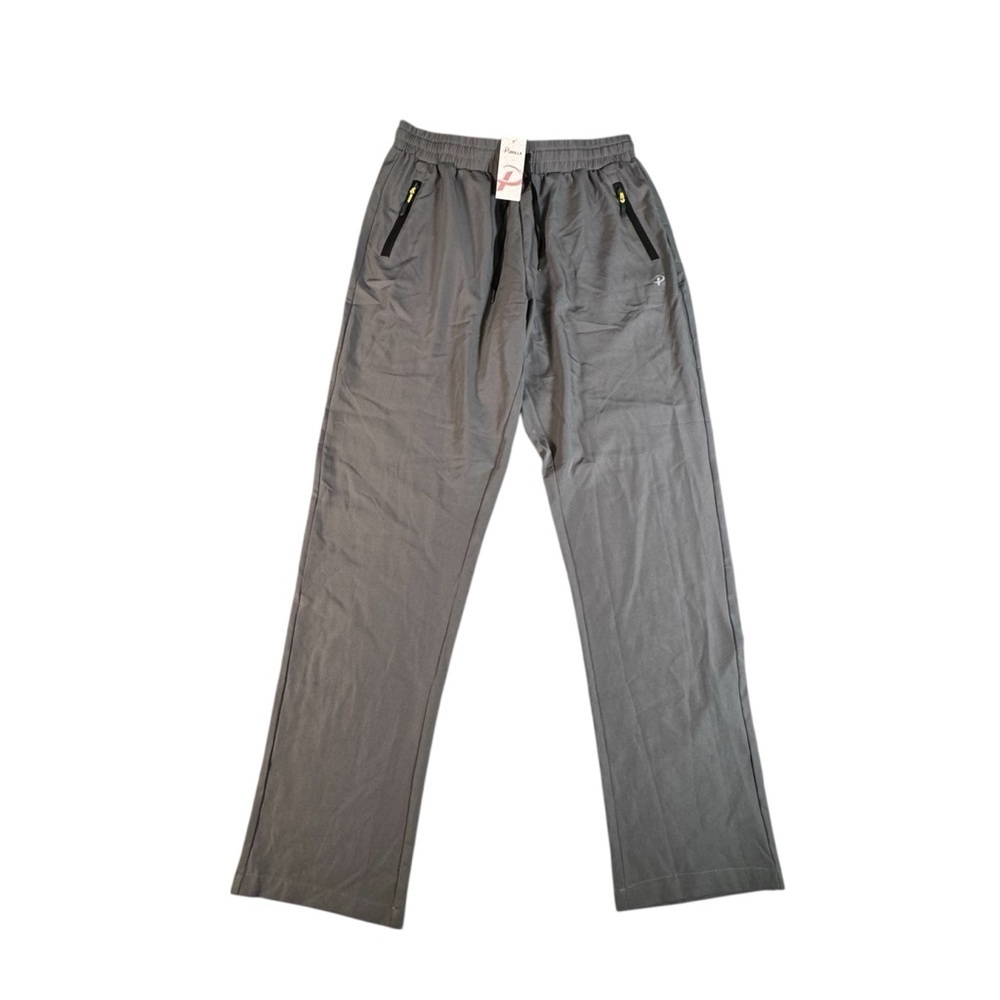Pudolla Athletic Pants Mens M Gray Stretch Jogger Zip Pockets NWT